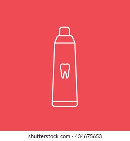 Toothpaste Line Icon On Red Background
