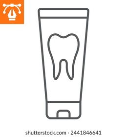 Toothpaste line icon, outline style icon for web site or mobile app, dentistry and hygiene, dental gel vector icon, simple vector illustration, vector graphics.