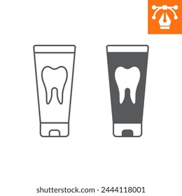 Toothpaste line and solid icon, outline style icon for web site or mobile app, dentistry and hygiene, dental gel vector icon, simple vector illustration, vector graphics.