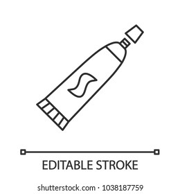 Toothpaste linear icon. Dentifrice. Thin line illustration. Contour symbol. Vector isolated outline drawing. Editable stroke