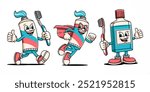 Toothpaste and mouthwash cartoon character. Suitable for health