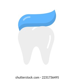 Pasta dental en el icono dental. Cuida tus dientes. Símbolo de prevención de enfermedades. Ilustración vectorial aislada en un fondo blanco.