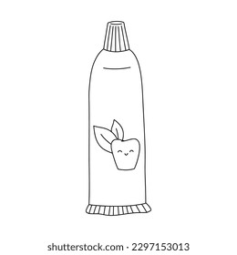 Doodle de contorno de pasta dental. Higiene dental, cuidado oral. Ilustración de línea de vector aislada en fondo blanco