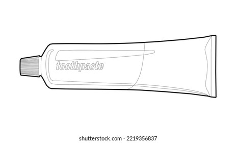 Toothpaste Outline Vector illustration, that is often used and familiar in the world. Trendy design style. Ready for editing and coloring.