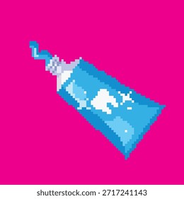 Pasta de dientes pixel art, ilustración sobre fondo aislado.
