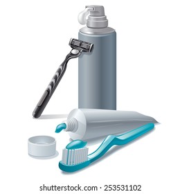 toothpaste and shaving foam