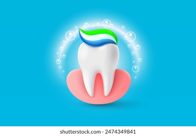 Toothpaste, teeth cleaning, protection against caries. Vector illustration