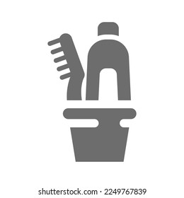 Toothpaste and toothbrush in cup vector icon. Dental hygiene, tooth paste and brush filled symbol.