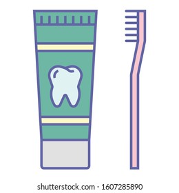 Toothpaste and Toothbrush Design, Dental Hygiene Vector, Teeth Care Icon Concept