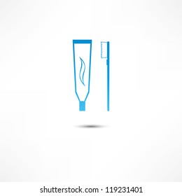 Toothpaste And Toothbrush Icon