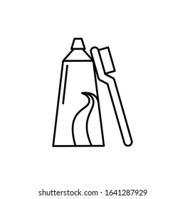 Toothpaste, toothbrush icon. Simple line, outline vector bathroom icons for ui and ux, website or mobile application