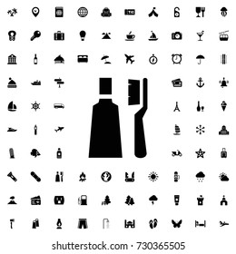 Toothpaste and toothbrush icon vector isolated on white background. set of filled tourism icons.