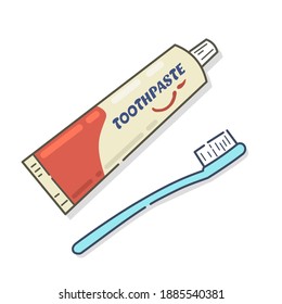 Toothpaste and toothbrush icon. We must always maintain healthy teeth. Dental health is very important.