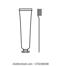 Toothpaste and toothbrush symbol, minimalist vector illustration design