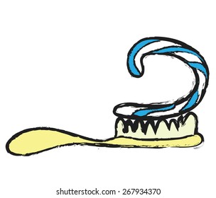 toothpaste and toothbrush, vector illustration