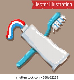 toothpaste and toothbrush. Vector illustration