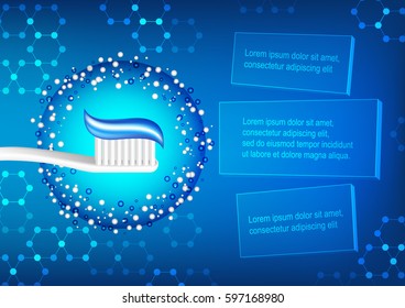 Toothpaste, toothbrush.Human tooth dental infographic. brochure graphic design.