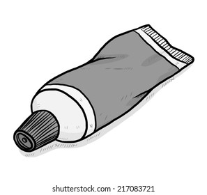 toothpaste tube / cartoon vector and illustration, grayscale, hand drawn style, isolated on white background.