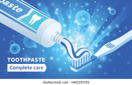 Toothpaste tube concept background. Isometric illustration of toothpaste tube vector concept background for web design