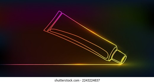 Toothpaste tube .Tube of cream.One continuous drawing line toothpaste .Dental care.Dentistry Vector illustration .