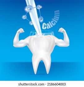 Toothpaste tube design with tooth and calcium on abstract blue background, vector template.illustration vector