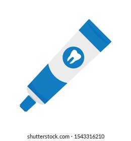 Toothpaste tube flat icon. Vector Toothpaste tube in flat style isolated on white background. Element for web, game and advertising