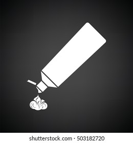 Toothpaste tube icon. Black background with white. Vector illustration.