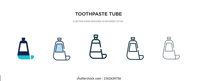 toothpaste tube icon in different style vector illustration. two colored and black toothpaste tube vector icons designed in filled, outline, line and stroke style can be used for web, mobile, ui