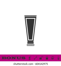 Toothpaste tube icon flat. Black pictogram on white background. Vector illustration symbol and bonus button