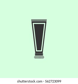 Toothpaste tube icon flat. Grey vector symbol on green background