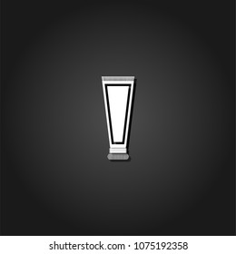 Toothpaste tube icon flat. Simple White pictogram on black background with shadow. Vector illustration symbol