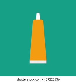 Toothpaste tube icon on a green background. Vector illustration