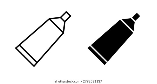Toothpaste tube icon on white background editable stroke and solid flat.
