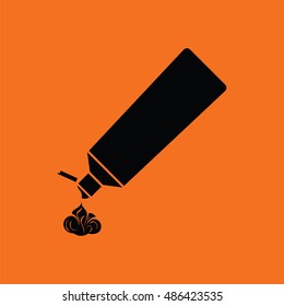 Toothpaste tube icon. Orange background with black. Vector illustration.