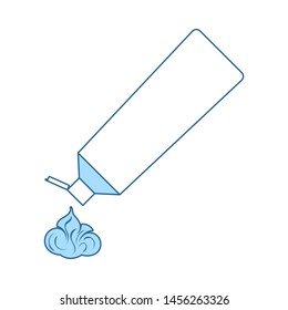 Toothpaste Tube Icon. Thin Line With Blue Fill Design. Vector Illustration.