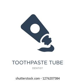 toothpaste tube icon vector on white background, toothpaste tube trendy filled icons from Dentist collection, toothpaste tube vector illustration