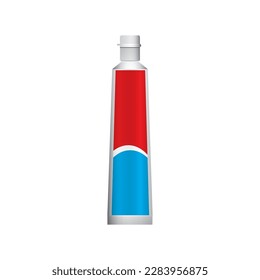 Zahnpasta-Tube einzeln auf weißem Hintergrund. Tube drücken. Zahnputzen. Zahnärztliche Ausrüstung. Hygiene und Mundpflege. Vektorgrafik im Flachstil.