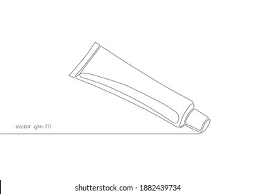 Toothpaste tube .One continuous drawing line toothpaste .Dentistry Vector illustration .	