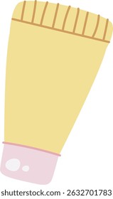 A toothpaste tube with a pink cap in a flat style. The tube is depicted with simple lines and a smooth finish. Cartoon vector illustration.
