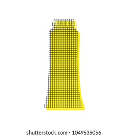 Toothpaste tube sign illustration. Vector. Yellow icon with square pattern duplicate at white background. Isolated.