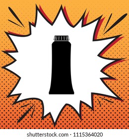 Toothpaste tube sign illustration. Vector. Comics style icon on pop-art background.