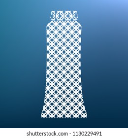 Toothpaste tube sign illustration. Vector. White textured icon at lapis lazuli gradient background.