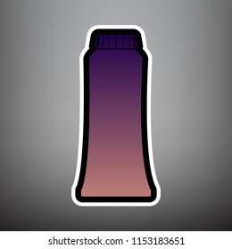 Toothpaste tube sign illustration. Vector. Violet gradient icon with black and white linear edges at gray background.
