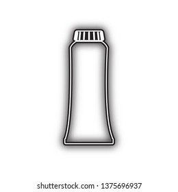 Toothpaste tube sign illustration. Vector. Double contour black icon with soft shadow at white background. Isolated.