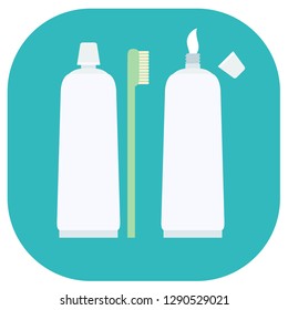 toothpaste tube with toothbrush
