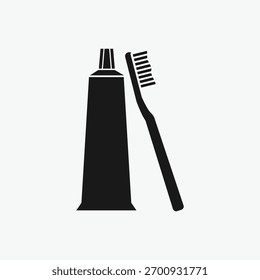 Tubo de pasta de dentes e ícone de escova de dentes vetor