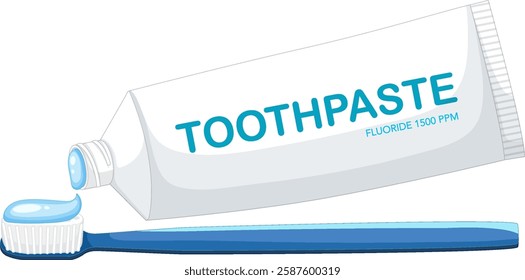 Toothpaste tube and toothbrush on white background