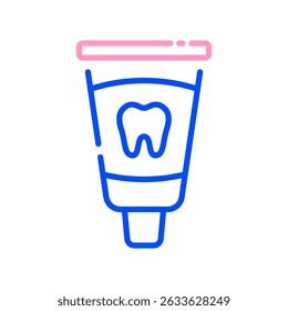 Toothpaste Tube Vector for Daily Dental Cleaning and Care. Mint gel icon, oral hygiene product, teeth brushing illustration