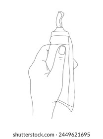 Toothpaste tubes and toothbrush. Sketch style illustration. Oral hygiene, caring for teeth