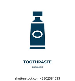 toothpaste vector icon. toothpaste, hygiene, health filled icons from flat grooming concept. Isolated black glyph icon, vector illustration symbol element for web design and mobile apps